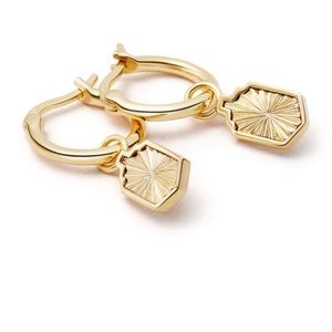 Daisy London Estee Lalonde Sunburst Shield Hoop Earrings 18ct gold plated
